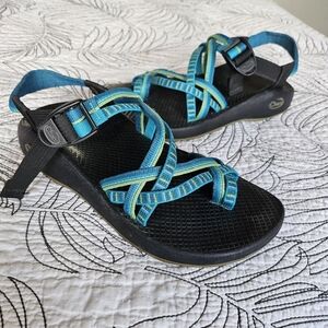 VGUC Chaco ZX2 Yampa River Strap Sandals Vibram-Sole Blue Green Women's Sz 8